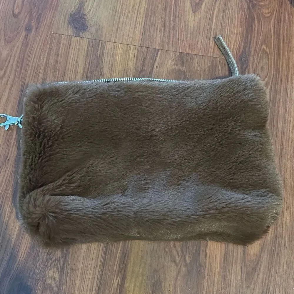 NWOT Free People brown fur clutch bag